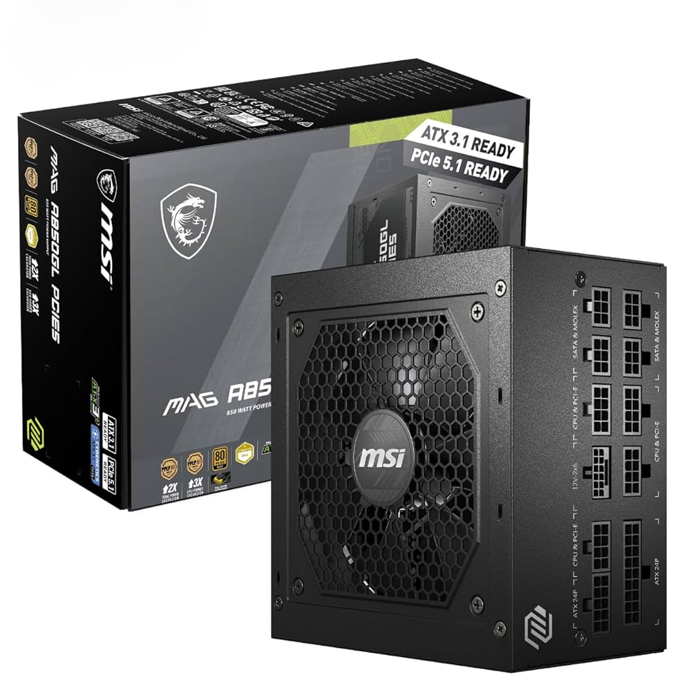 MSI MAG A850GL II PCIE 5.1 & ATX 3.1 Gaming Power Supply 80+ Gold